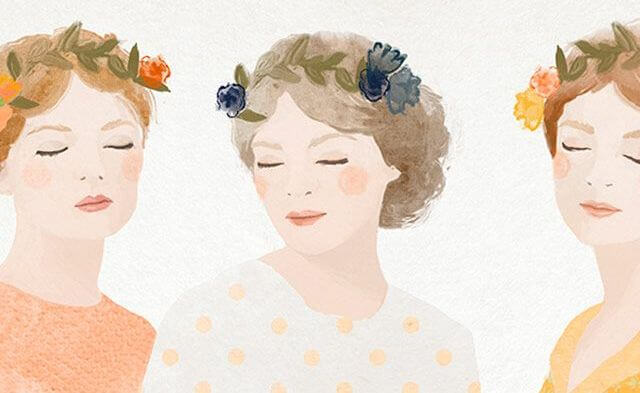 three women with flower crowns