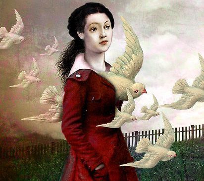 woman and birds