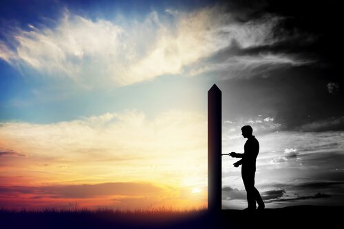 Man Opening Door Outside