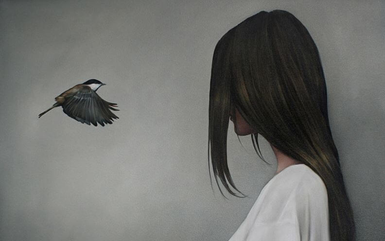 bird woman face to face