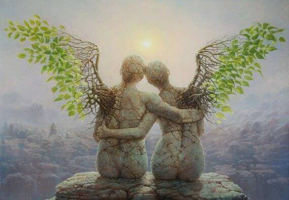 Angel Statues Hugging