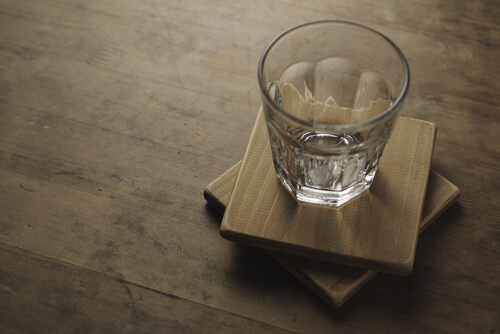 empty glass on a wooden table