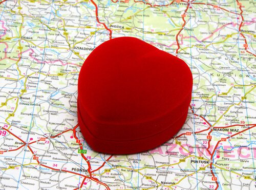 heart on top of map