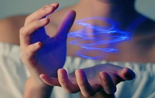 holding blue light in two hands
