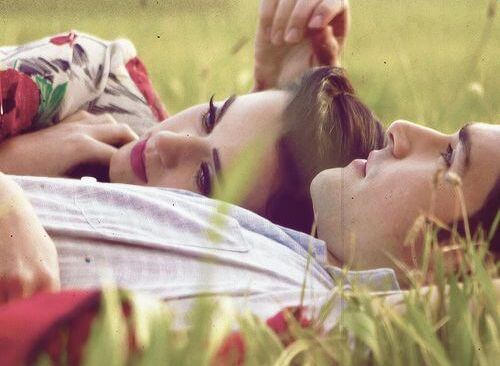 Woman Lying on Man's Chest