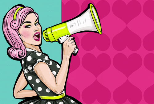 woman on a megaphone