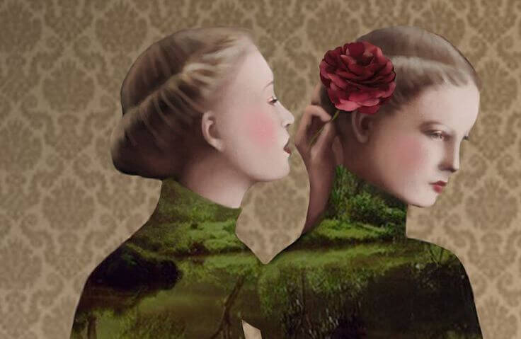 Twin Putting Flower in Hair