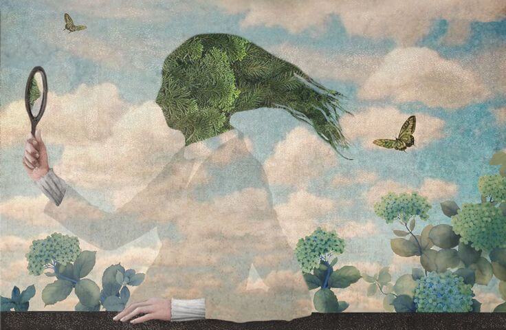 Head of Nature Looking in Mirror
