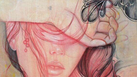 Pink Haired Woman Covering Eyes
