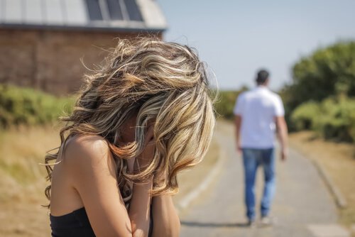 Sad Woman, Man Walking Away