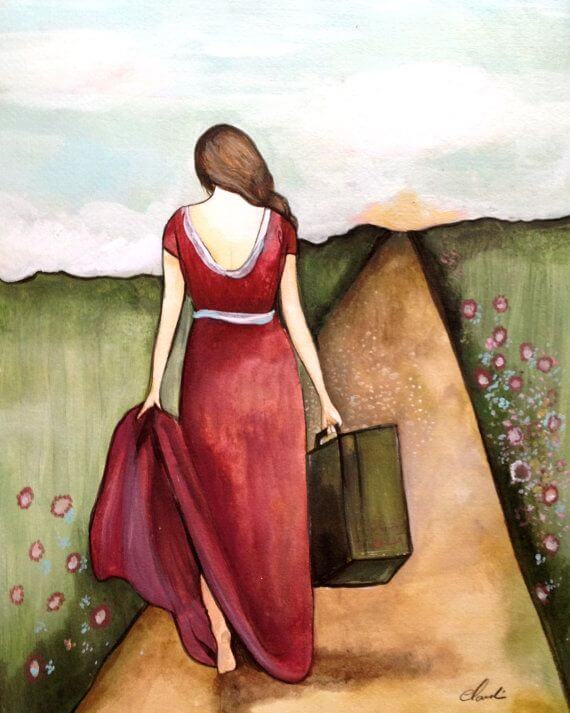 woman fleeing with bag