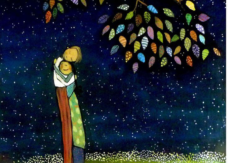 Couple Hugging Under Colorful Tree