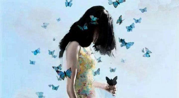 girl and butterflies