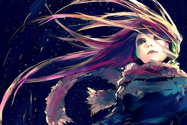 girl with pink hair in the wind