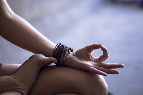 hand in yoga pose