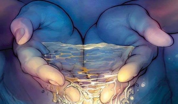 hands holding water