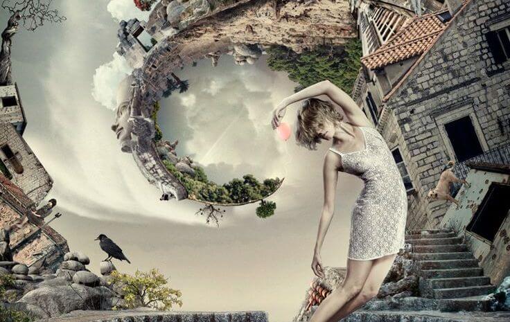 Woman and World Swirling