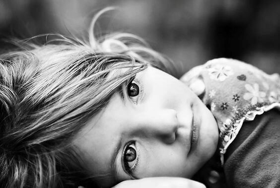 Black and White Girl Lying Down