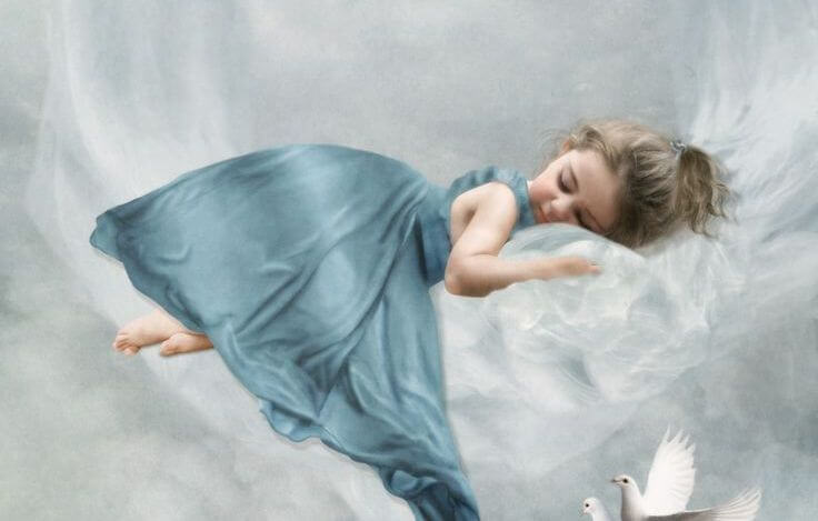 Girl Lying on Cloud