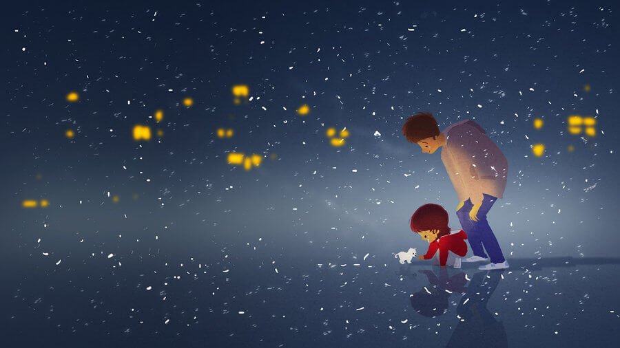 Parent and Child under Stars