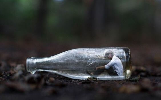 person in a bottle