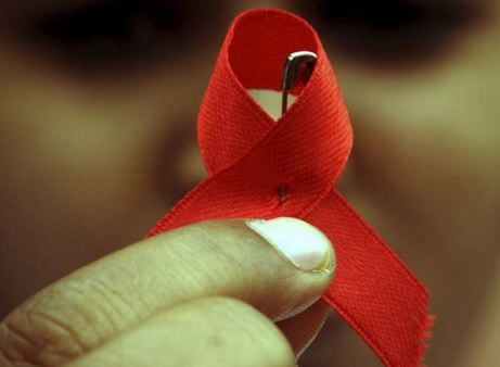red AIDS ribbon close up