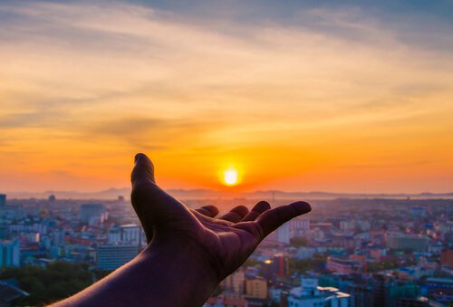 sunset in hand