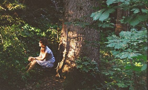woman in woods