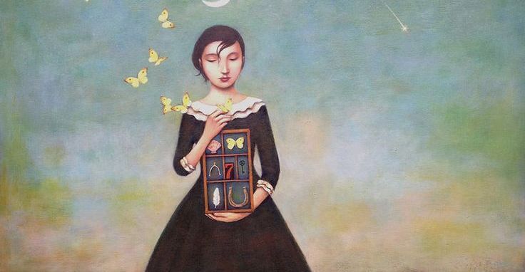 woman with butterflies