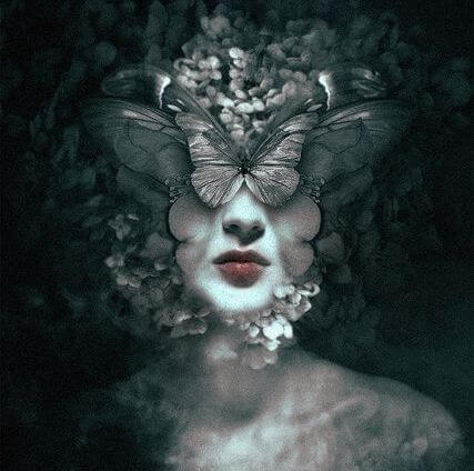 woman with butterfly face