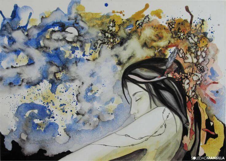 woman with eyes closed