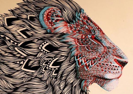 colorful-lion-face