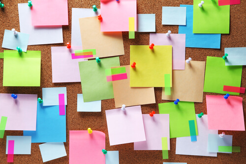 colorful post it on the wall