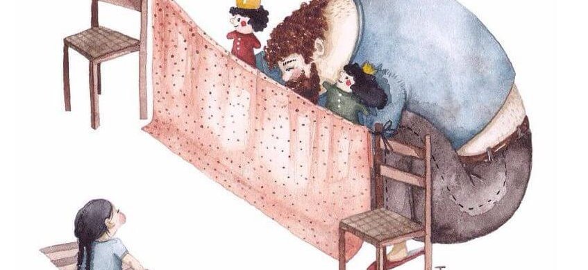 father-doing-puppet-show-for-daughter