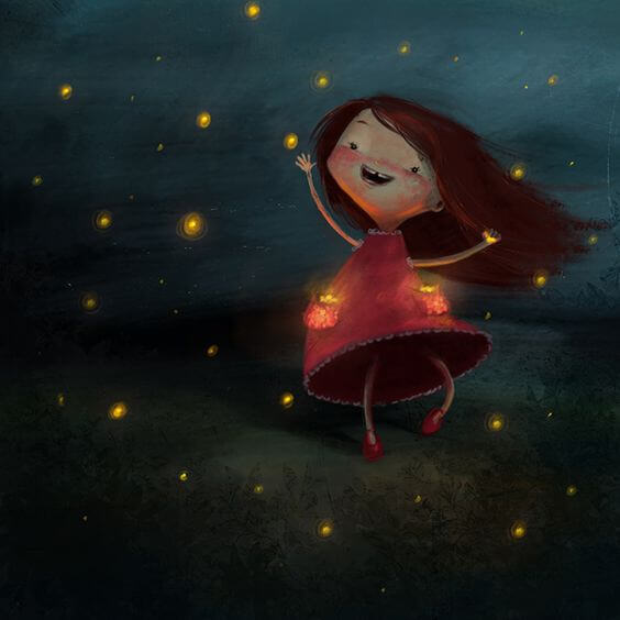 girl smiling amongst the stars