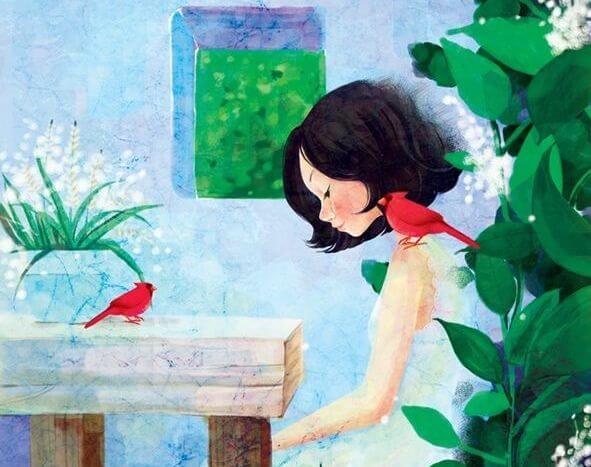 girl-with-two-red-birds
