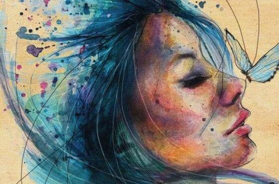 watercolor-girl-with-blue-hair