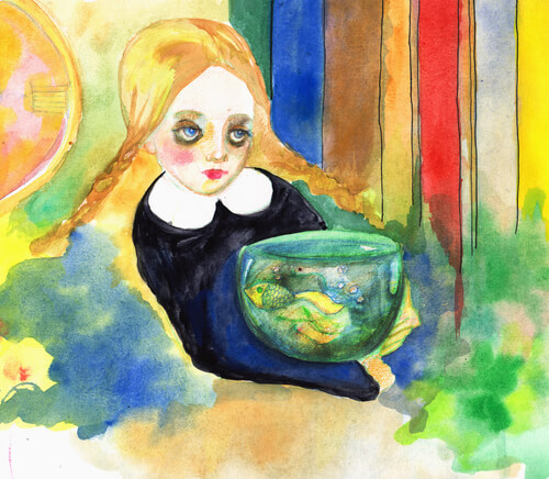 Sad Girl with Fish