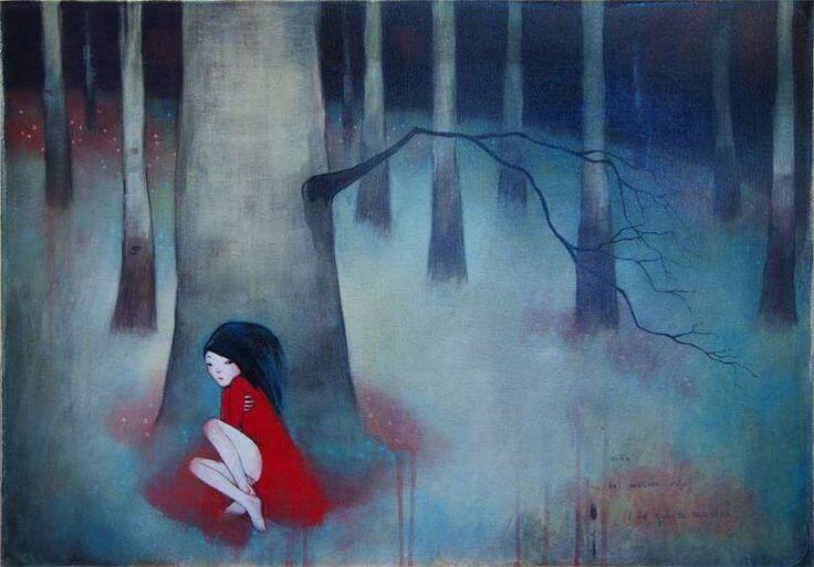 lonely woman forest