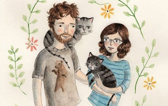 couple-with-two-cats