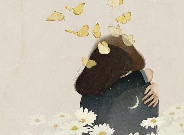 girl with butterflies