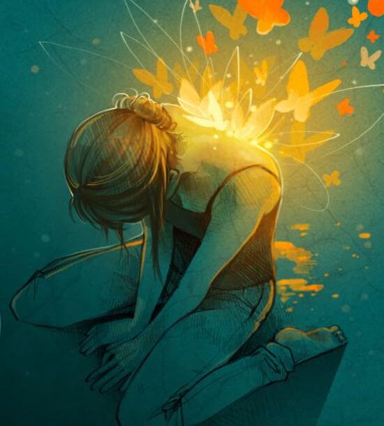 glowing butterfly woman