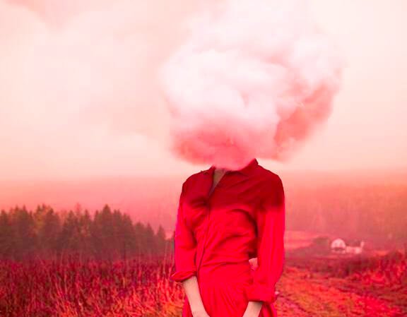 woman smoke head red 