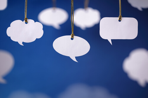 Speech Bubbles Hanging From Ceiling