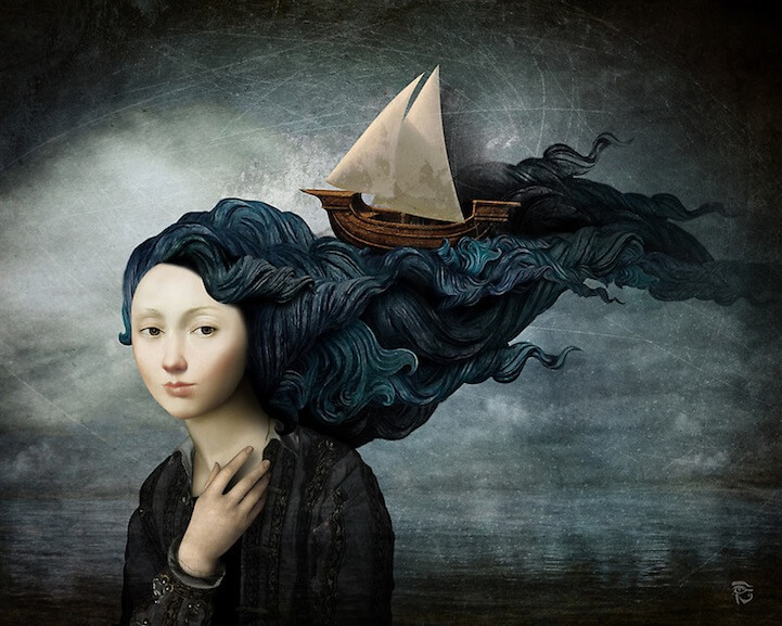 Ship Sailing on Woman's Hair