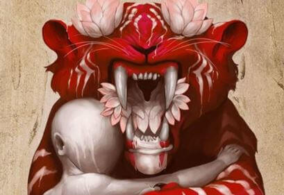 Person and Red Tiger
