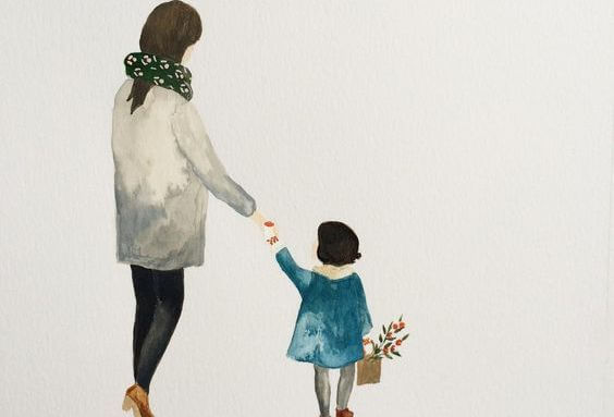 Mother and Daughter Holding Hands