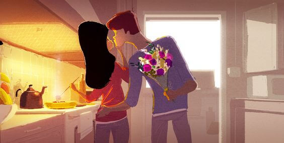 man with flowers