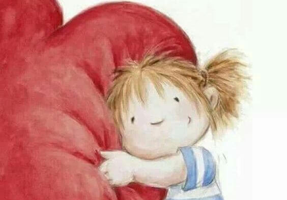 Girl Hugging Heart