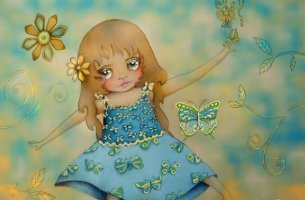 Girl Playing with Butterflies